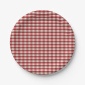 Rood en wit Gingham Papieren Bordje (Voorkant)