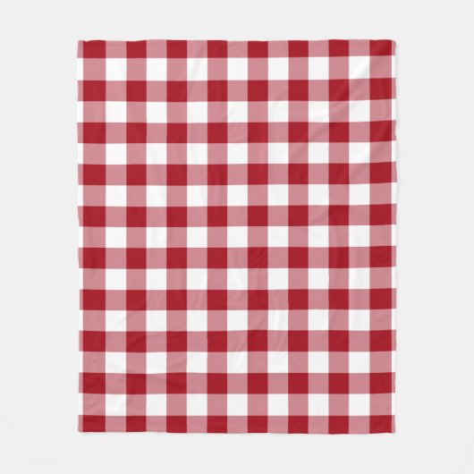 Rood en wit Gingham Patroon Fleece Deken (Voorkant)