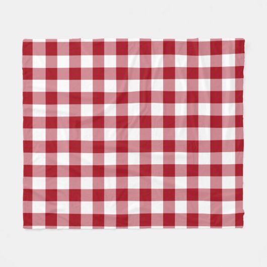 Rood en wit Gingham Patroon Fleece Deken (Voorkant (Horizontaal))