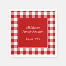 Rood en Wit Gingham Patroon Gepersonaliseerd Servetten