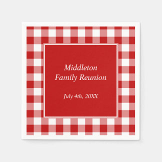Rood en Wit Gingham Patroon Gepersonaliseerd Servetten