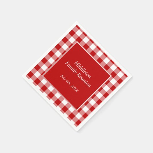Rood en Wit Gingham Patroon Gepersonaliseerd Servetten (Hoek)