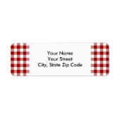 Rood en Wit Gingham Patroon retour adres label (Voorkant)