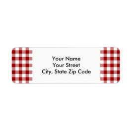 Rood en Wit Gingham Patroon retour adres label