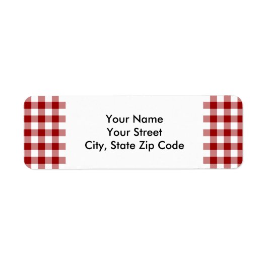 Rood en Wit Gingham Patroon retour adres label (Voorkant)