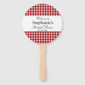 Rood en wit Gingham Pattern Bridal Picnic Handwaaier (Voorkant)