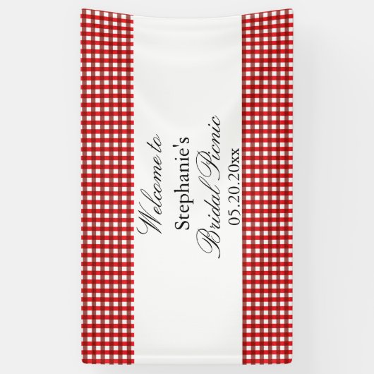 Rood en wit Gingham Pattern Bridal Picnic Spandoek (Verticaal)