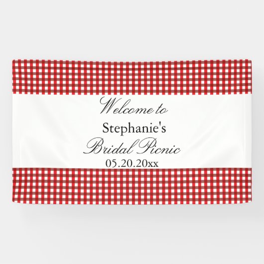 Rood en wit Gingham Pattern Bridal Picnic Spandoek (Horizontaal)