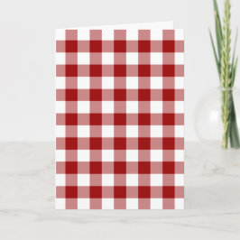 Rood en wit Gingham Pattern-kerstkaart Feestdagen Kaart