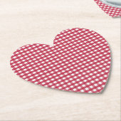 Rood en wit Gingham Plaid Kartonnen Onderzetters (Gekanteld)