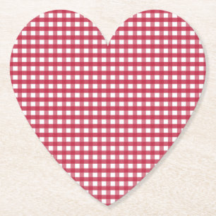 Rood en wit Gingham Plaid Kartonnen Onderzetters