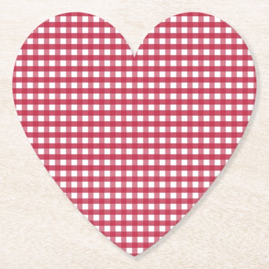 Rood en wit Gingham Plaid Kartonnen Onderzetters (Voorkant)