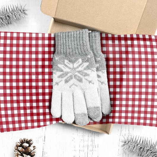 Rood en wit Gingham Plaid Kerstmis Tissuepapier