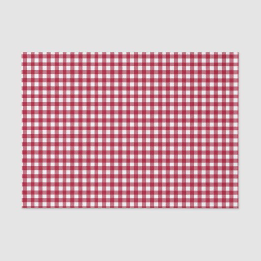 Rood en wit Gingham Plaid Kerstmis Tissuepapier (Voorkant)