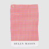 Rood en wit gingham plaid vrouwen golfhanddoek (Voorkant)