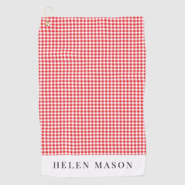 Rood en wit gingham plaid vrouwen golfhanddoek
