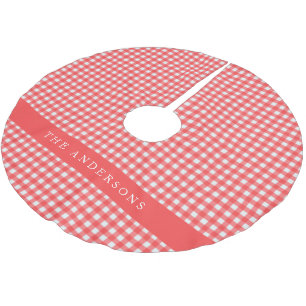 Rood en Wit Gingham Pset op persoonlijke titel Kerstboom Rok