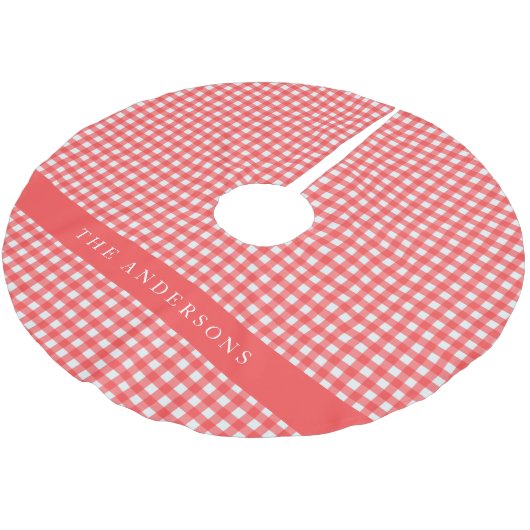 Rood en Wit Gingham Pset op persoonlijke titel Kerstboom Rok (Gekanteld)