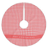 Rood en Wit Gingham Pset op persoonlijke titel Kerstboom Rok (Voorkant)
