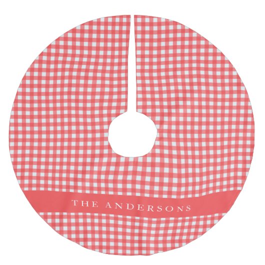  Rood en Wit Gingham Pset op persoonlijke titel Kerstboom Rok (Voorkant)