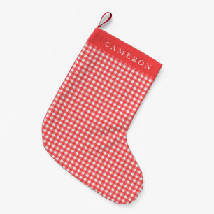  Rood en Wit Gingham Pset op persoonlijke titel Kleine Kerstsok