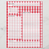 Rood en wit Gingham Recipe Invoegen (Achterkant)