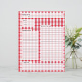 Rood en wit Gingham Recipe Invoegen (Staand voorkant)