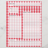 Rood en wit Gingham Recipe Invoegen (Voorkant)