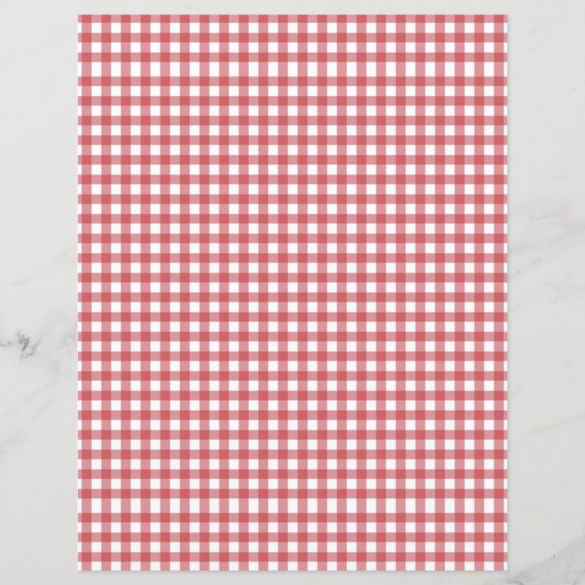 Rood en wit Gingham Scrapbook Papier (Voorkant)