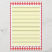 Rood en Wit Gingham Stationery - optionele lijnen Briefpapier (Voorkant)