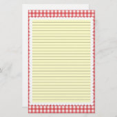 Rood en Wit Gingham Stationery - optionele lijnen Briefpapier (Voorkant / Achterkant)