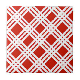 Rood en wit Gingham Tegeltje