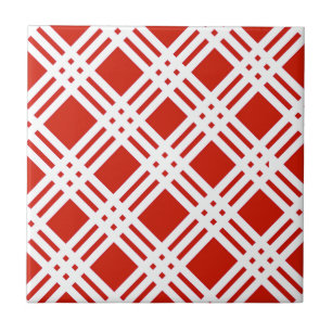 Rood en wit Gingham Tegeltje