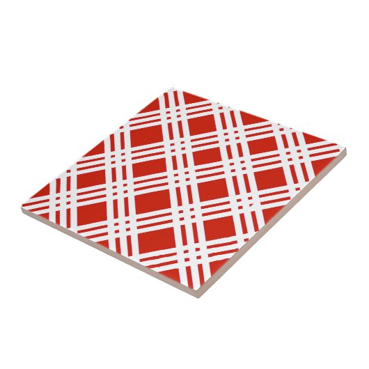 Rood en wit Gingham Tegeltje (Zijkant)