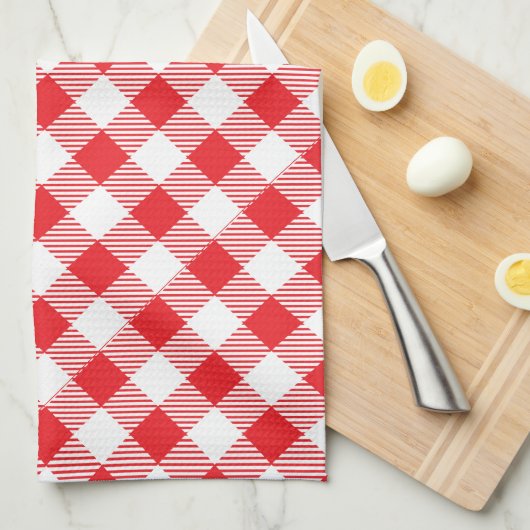 Rood en wit Gingham Theedoek (Quarter Fold)
