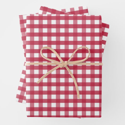Rood en wit Gingham Trivet Inpakpapier Vel (In situ)