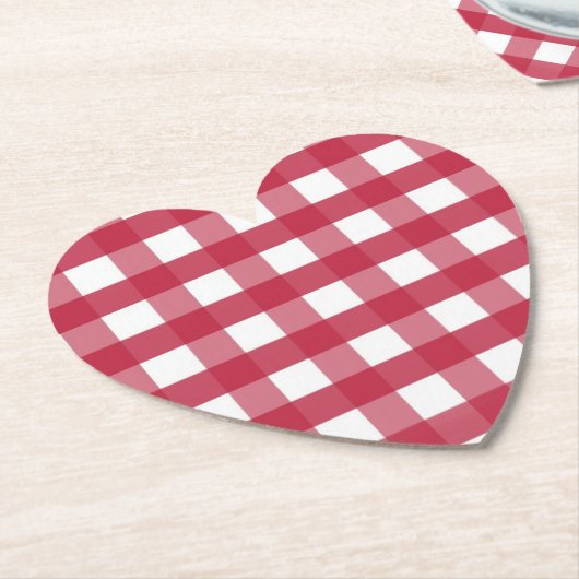 Rood en wit Gingham Trivet Kartonnen Onderzetters (Gekanteld)