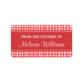 Rood en wit gingham uit de keuken van labels (Voorkant)