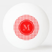 Rood en wit Gingham, Uw Monogram Pingpongbal (Voorkant)