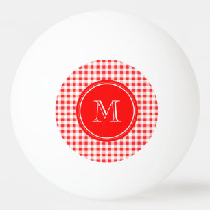 Rood en wit Gingham, Uw Monogram Pingpongbal