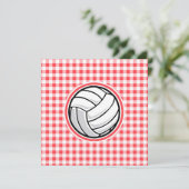 Rood en wit Gingham; Volleybal Kaart (Staand voorkant)