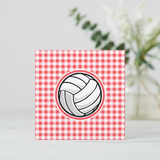Rood en wit Gingham; Volleybal Kaart (Staand voorkant)