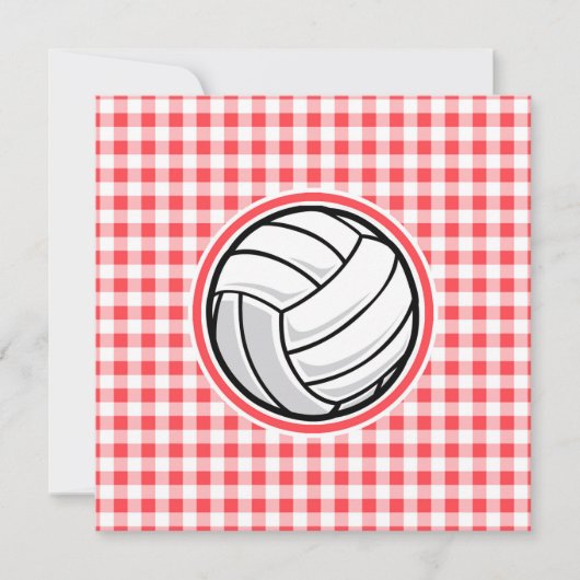 Rood en wit Gingham; Volleybal Kaart (Voorkant)