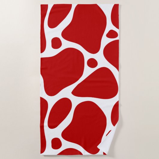 Rood en wit Giraffe Pattern Beach Towel Strandlaken (Voorkant)
