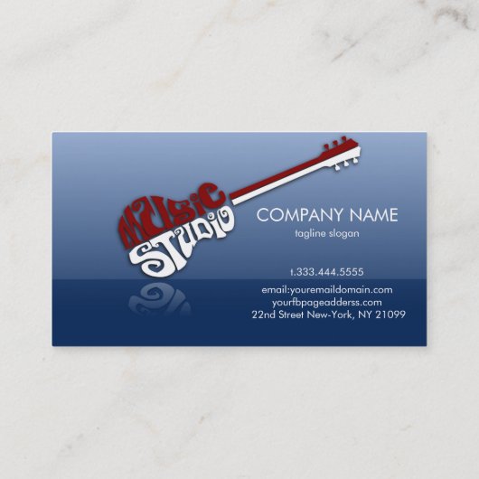 Rood en wit gitaar illustratie visitekaartje (Achterkant)