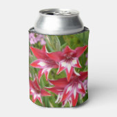 Rood en Wit Gladiolas Zomer Botanisch Blikjeskoeler (Blikje Voorkant)