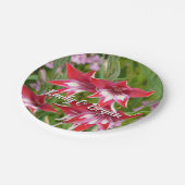 Rood en Wit Gladiolas Zomer Botanisch Papieren Bordje (Gekanteld)