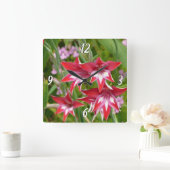 Rood en Wit Gladiolas Zomer Botanisch Vierkante Klok (Huis)