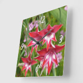 Rood en Wit Gladiolas Zomer Botanisch Vierkante Klok (Hoek)