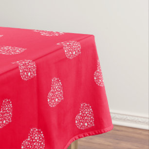 Rood en wit glittershart tafelkleed
